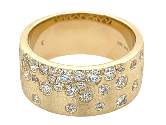 DIAMOND FLUSH SET CIGAR BAND, SPECIAL ORDER 30 STONE BAND, SATIN FINISH, SIZE 8, 9.2MM