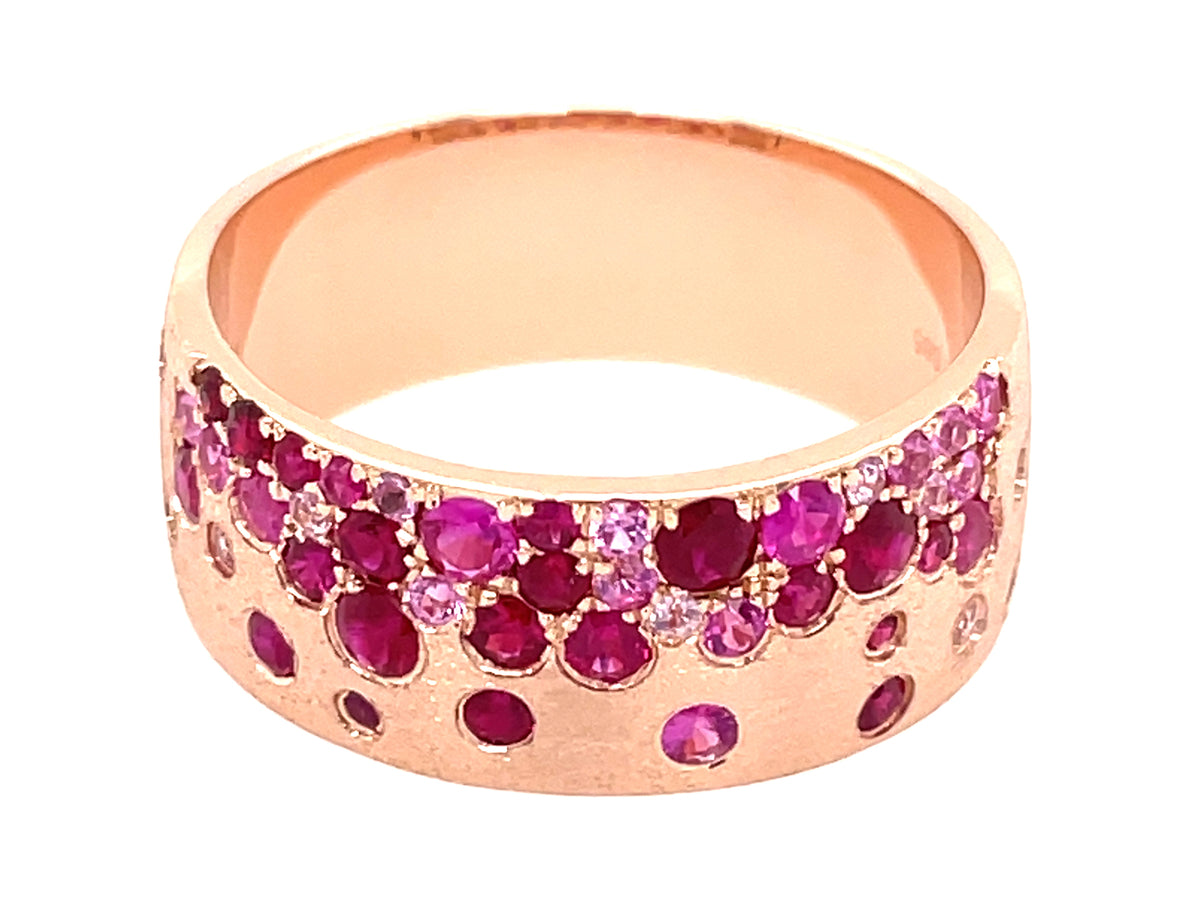 MIX RUBY SHADES FLUSH SET CIGAR BAND 8.7MM RING