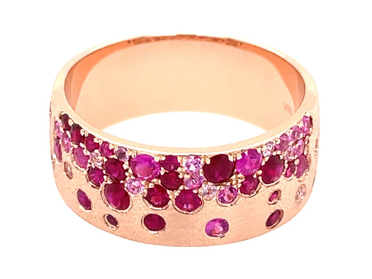 MIX RUBY SHADES FLUSH SET CIGAR BAND 8.7MM RING