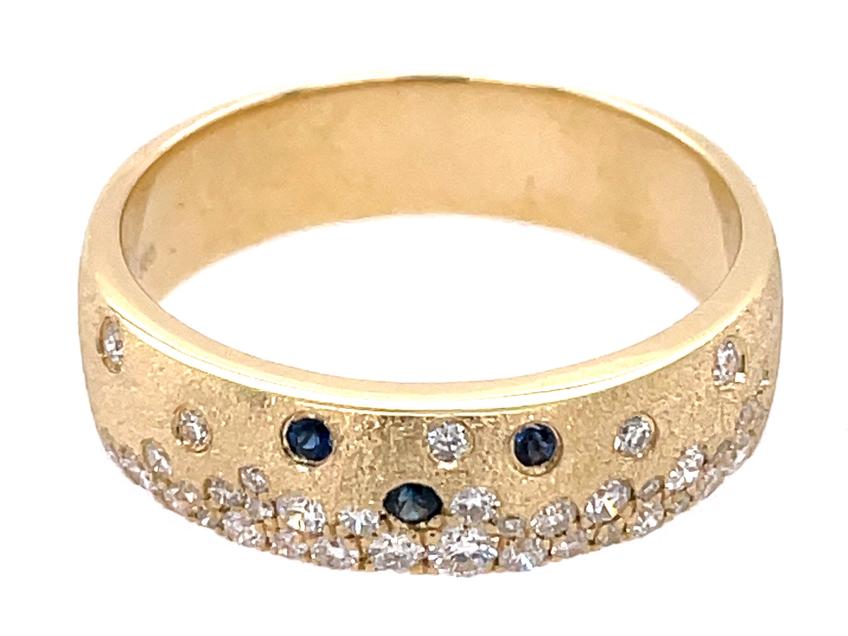 SAPPHIRE & DIAMOND CUSTOM RING, 5.7MM, SATIN FINISH