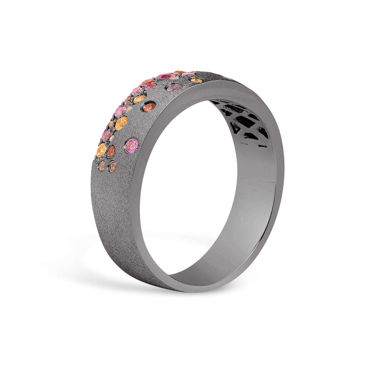 Pink & Orange Sapphire Confetti 5.7mm Cigar Band