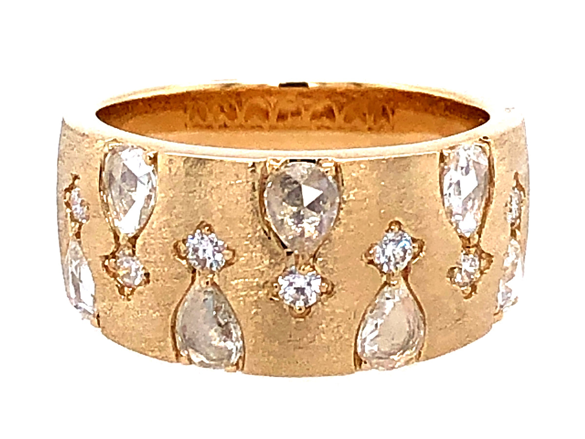 DIAMOND FLUSH SET RING, SATIN FINISH,  14KY (N)