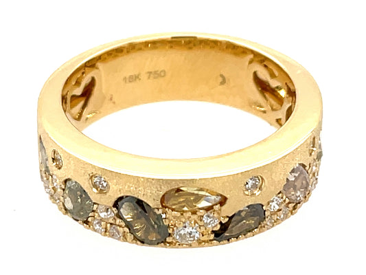 NATURAL FANCY COLOR & WHITE DIAMOND RING, 6.3 MM, SATIN FINISH