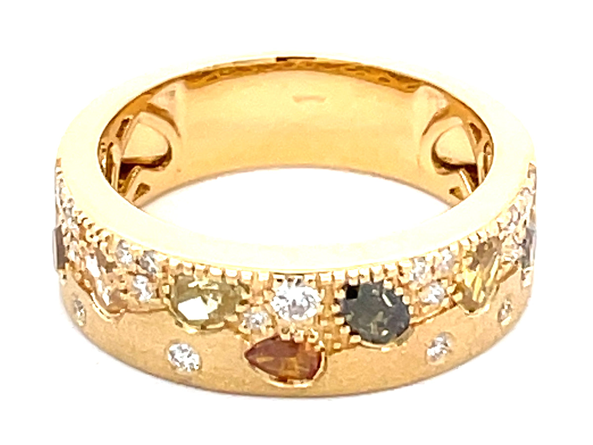 NATURAL FANCY COLOR & WHITE DIAMOND RING, 6.3 MM, SATIN FINISH