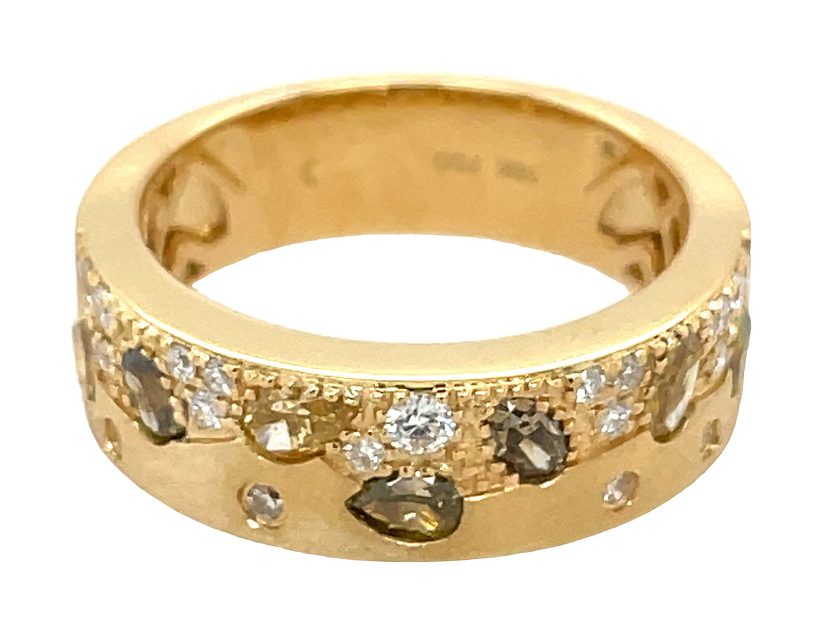 NATURAL FANCY COLOR & WHITE DIAMOND RING, 6.3 MM, SATIN FINISH