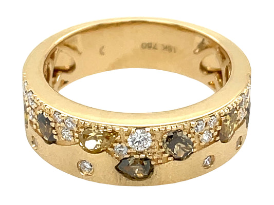NATURAL FANCY COLOR & WHITE DIAMOND RING, 6.3 MM, SATIN FINISH