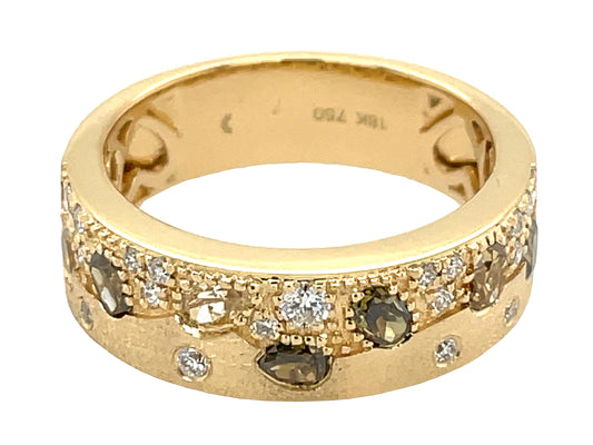 NATURAL FANCY COLOR & WHITE DIAMOND RING, 6.3 MM, SATIN FINISH
