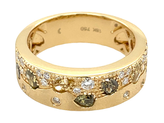 NATURAL FANCY COLOR & WHITE DIAMOND RING, 6.3 MM, SATIN FINISH