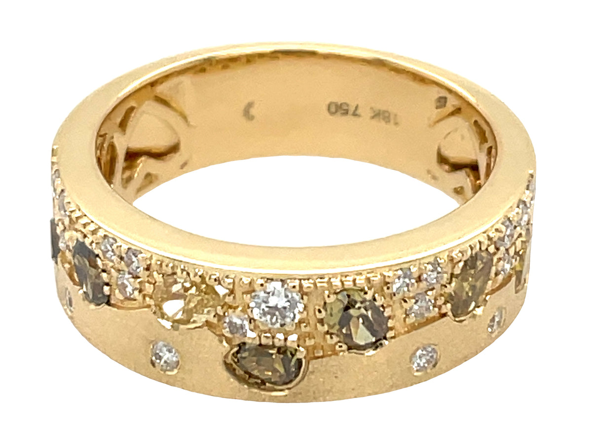 NATURAL FANCY COLOR & WHITE DIAMOND RING, 6.3 MM, SATIN FINISH