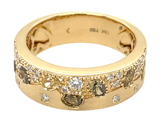 NATURAL FANCY COLOR & WHITE DIAMOND RING, 6.3 MM, SATIN FINISH