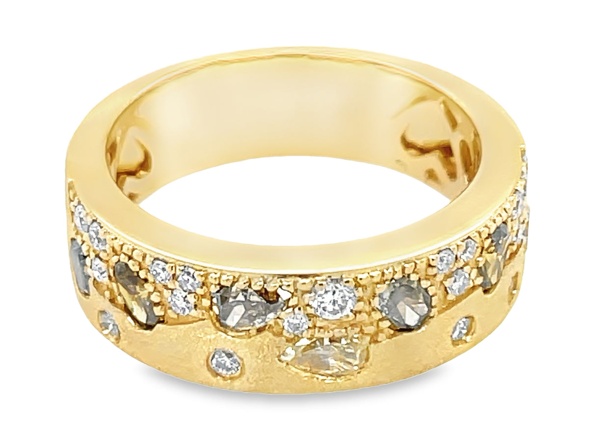 NATURAL FANCY COLOR & WHITE DIAMOND RING, 6.3 MM, SATIN FINISH