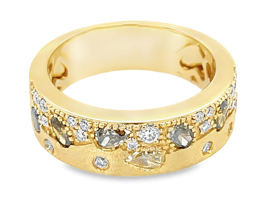 NATURAL FANCY COLOR & WHITE DIAMOND RING, 6.3 MM, SATIN FINISH