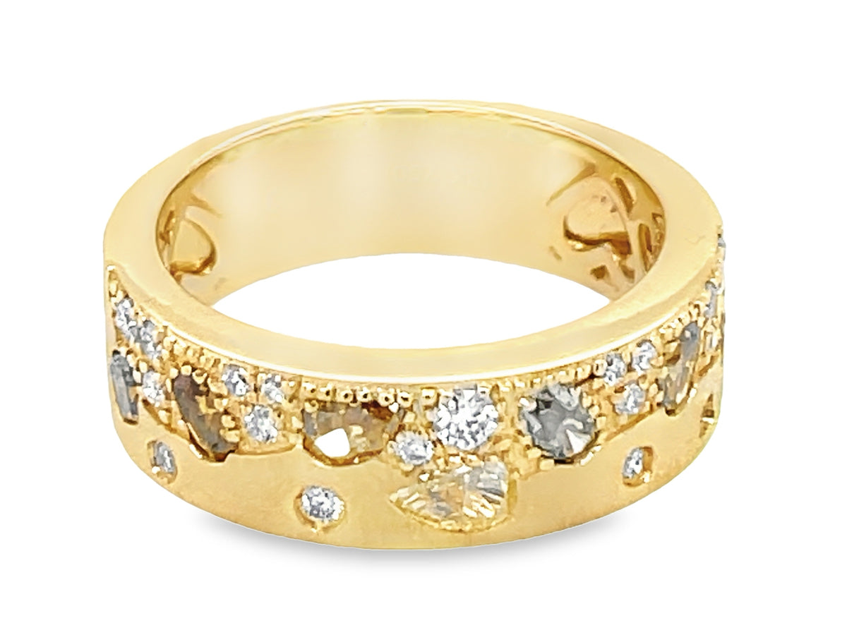 NATURAL FANCY COLOR & WHITE DIAMOND RING, 6.3 MM, SATIN FINISH