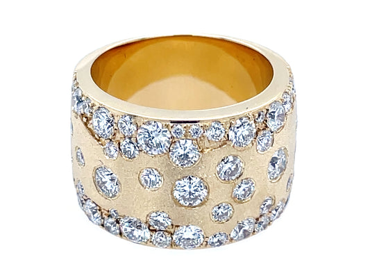 DIAMOND FLUSH SET WIDE CONFETTI RING, 14MM