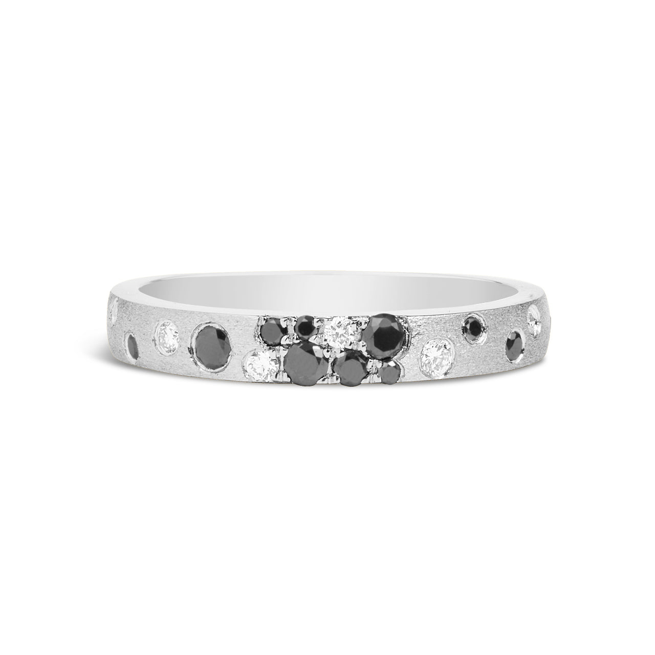 Black & White Diamond Confetti Stackable Band