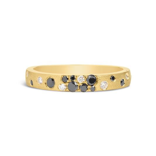 Black & White Diamond Confetti Stackable Band