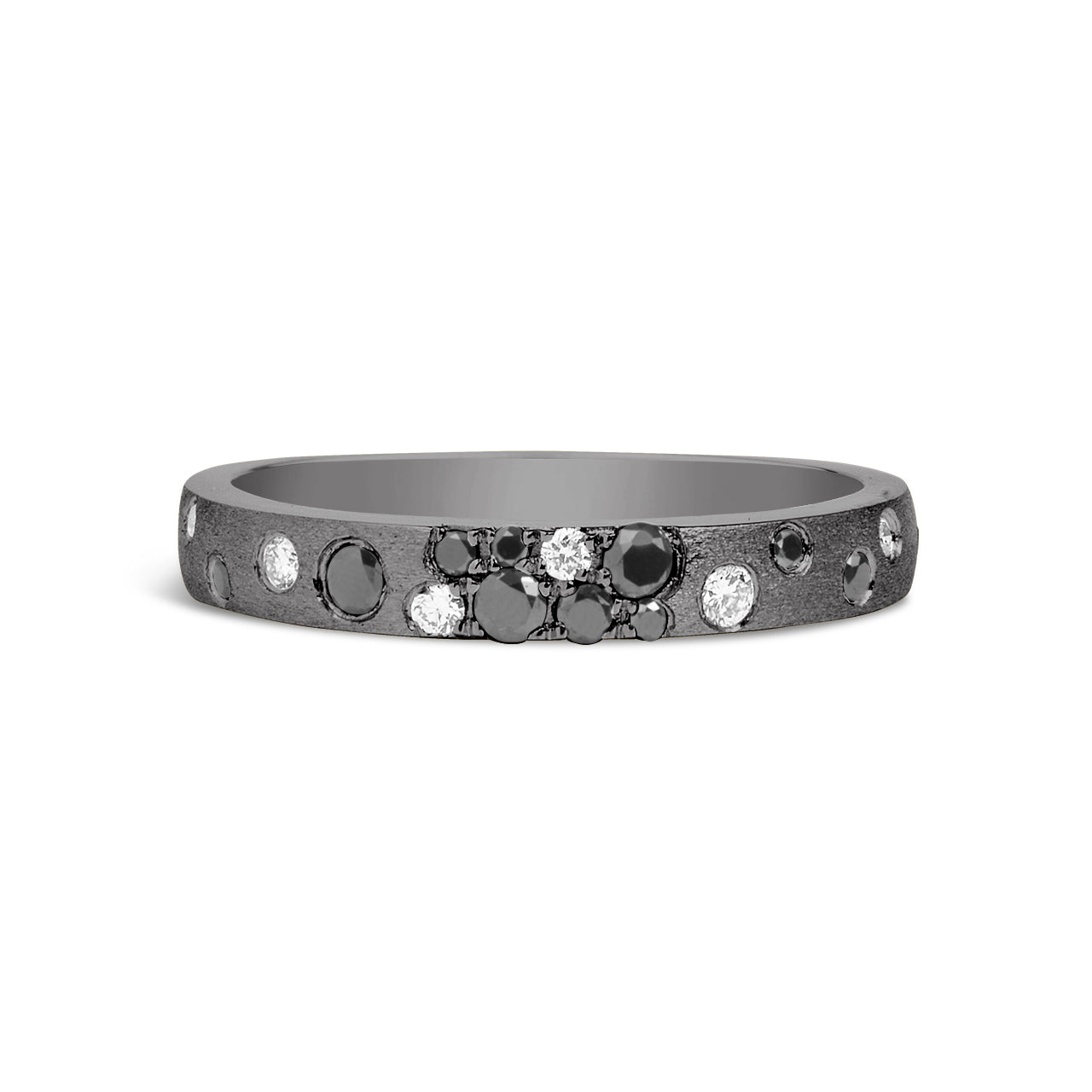 Black & White Diamond Confetti Stackable Band