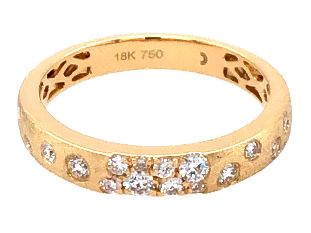DIAMOND NARROW FLUSH SET RING, 3.1MM, SATIN FINISH, 18KY (N)
