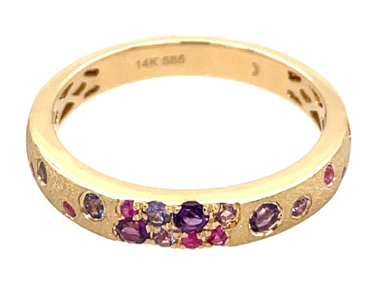 AMETHYST, PURPLE & PINK SAPPHIRE NARROW FLUSH SET RING, 3.1MM, SATIN FINISH