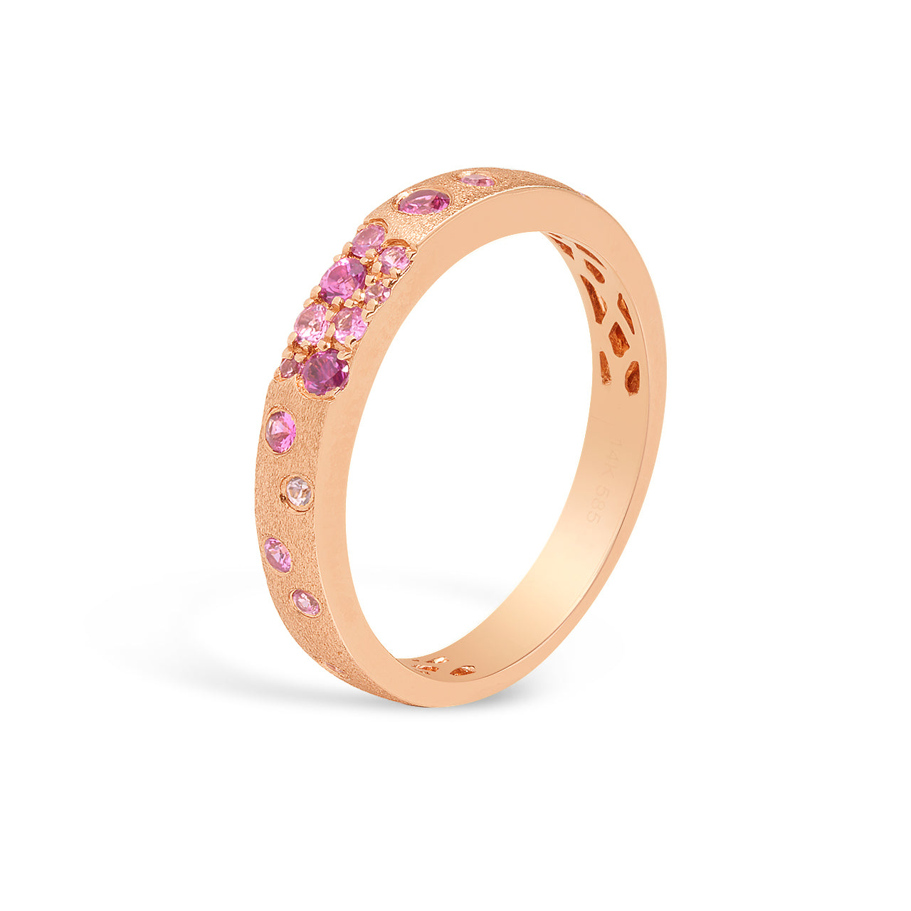Pink Sapphire & Ruby Confetti Stackable Band