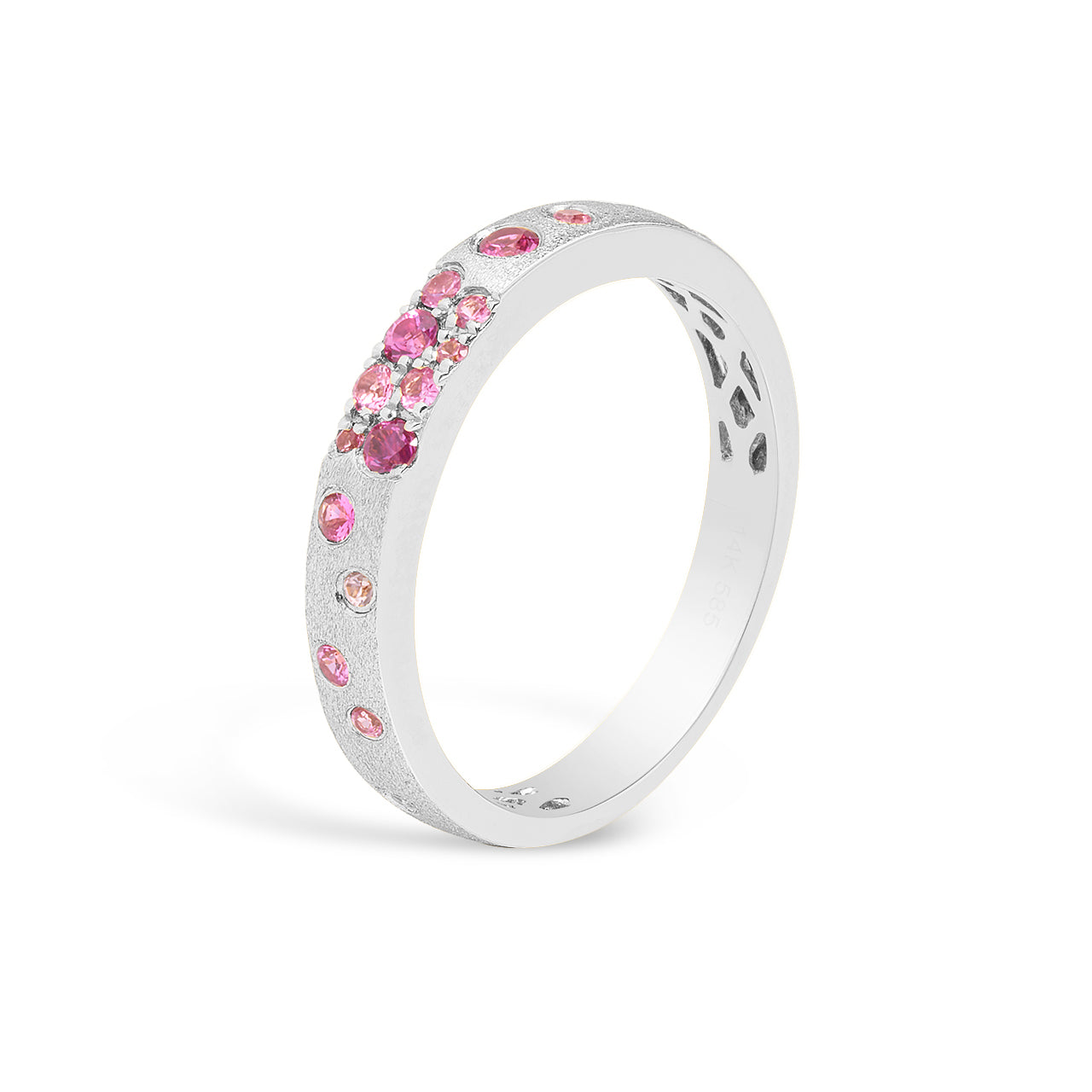 Pink Sapphire & Ruby Confetti Stackable Band