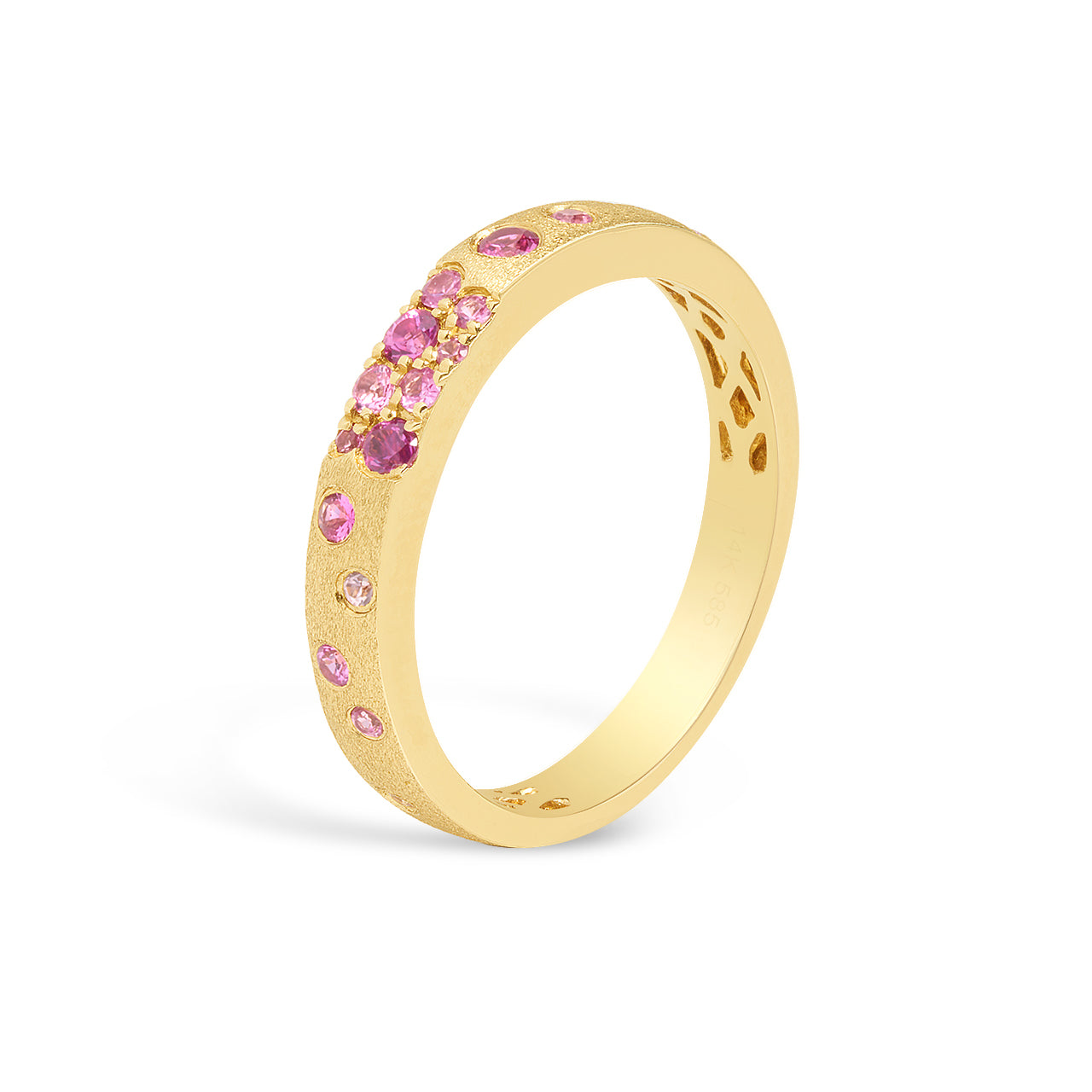 Pink Sapphire & Ruby Confetti Stackable Band