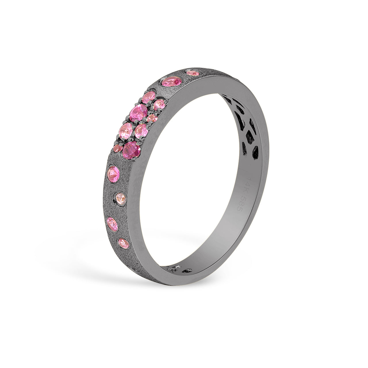 Pink Sapphire & Ruby Confetti Stackable Band