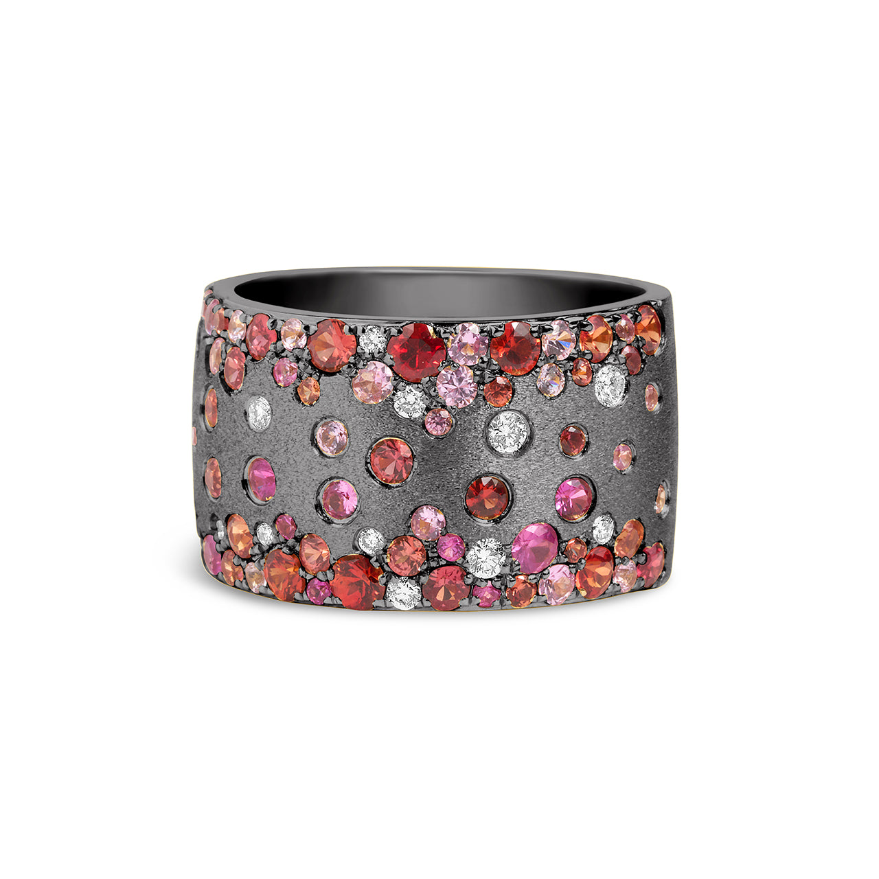 Pink Orange Sapphire & Diamond Confetti Duet Band