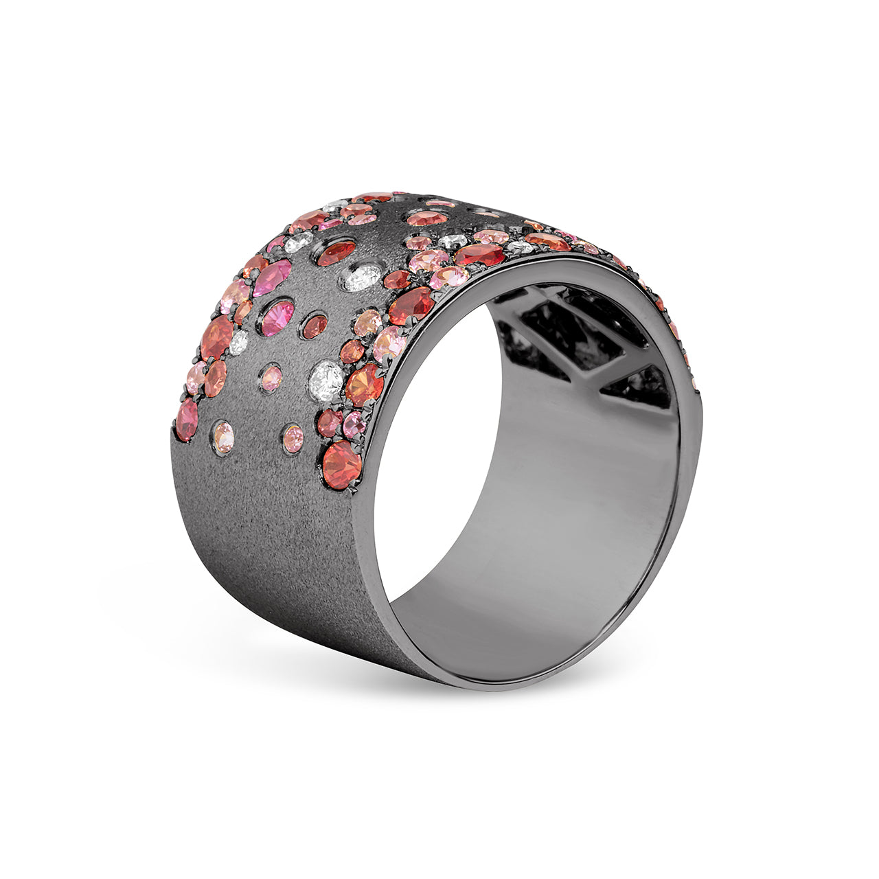 Pink Orange Sapphire & Diamond Confetti Duet Band
