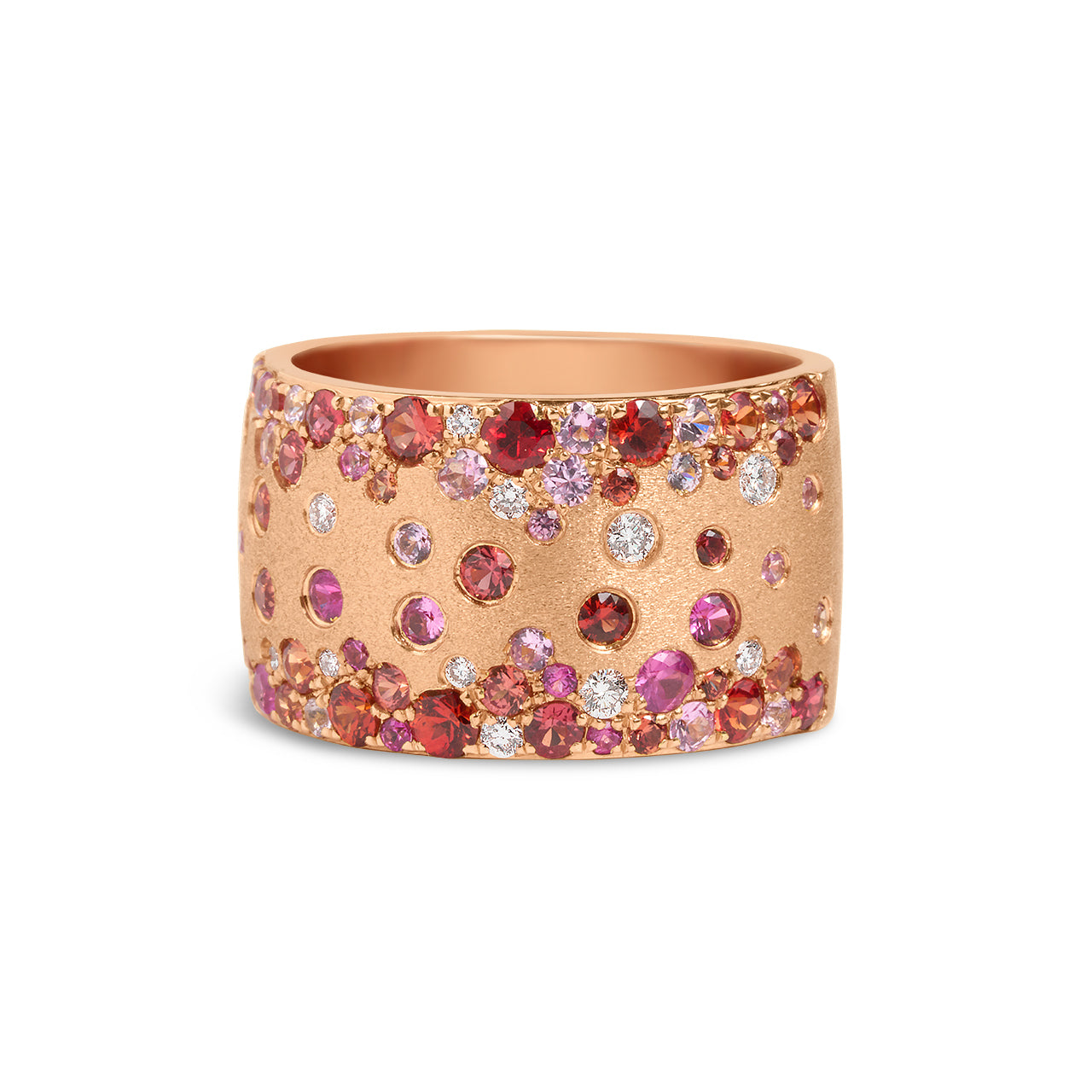 Pink Orange Sapphire & Diamond Confetti Duet Band