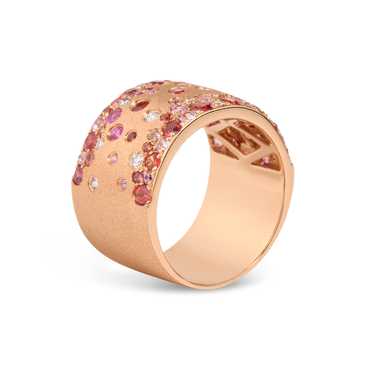 Pink Orange Sapphire & Diamond Confetti Duet Band