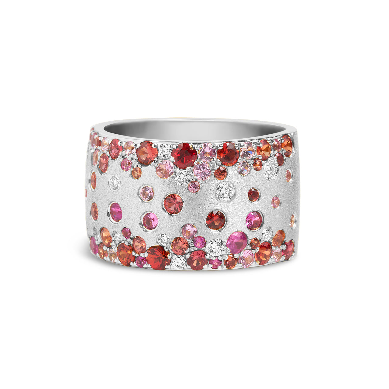 Pink Orange Sapphire & Diamond Confetti Duet Band