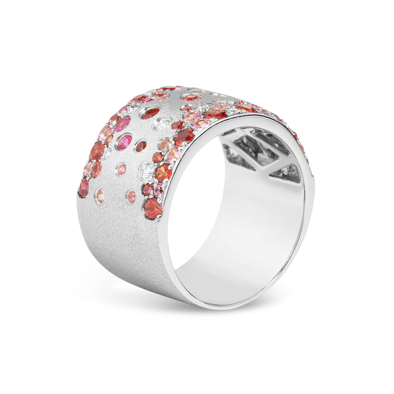 Pink Orange Sapphire & Diamond Confetti Duet Band