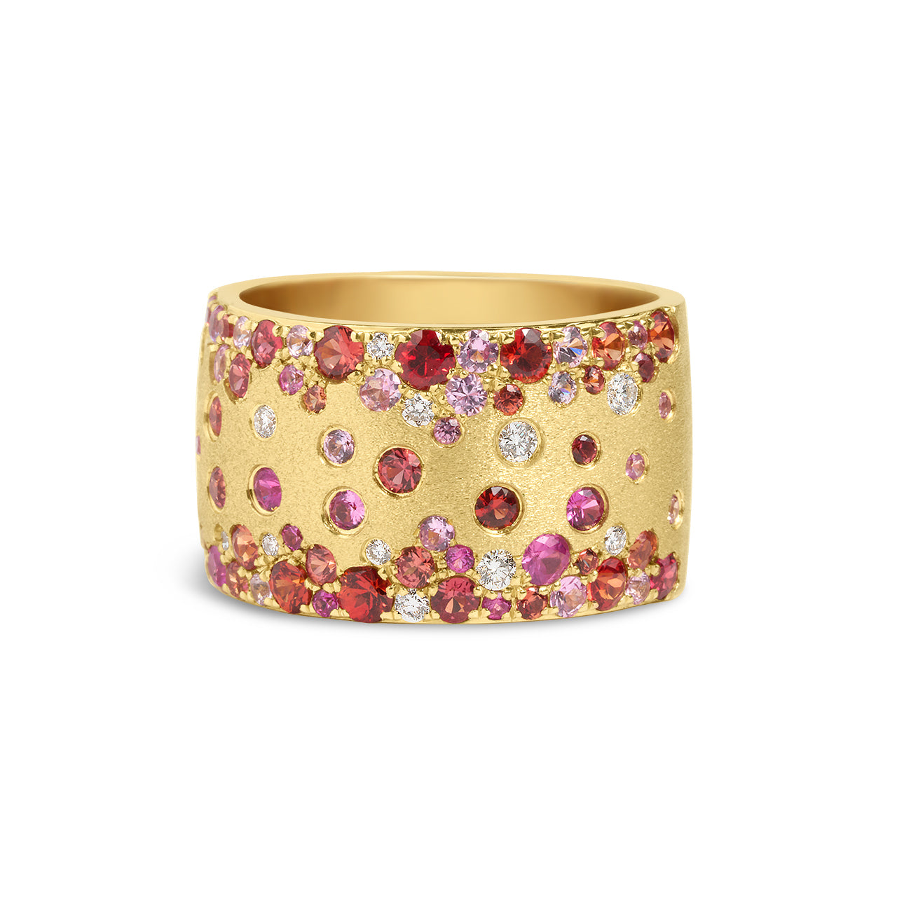Pink Orange Sapphire & Diamond Confetti Duet Band