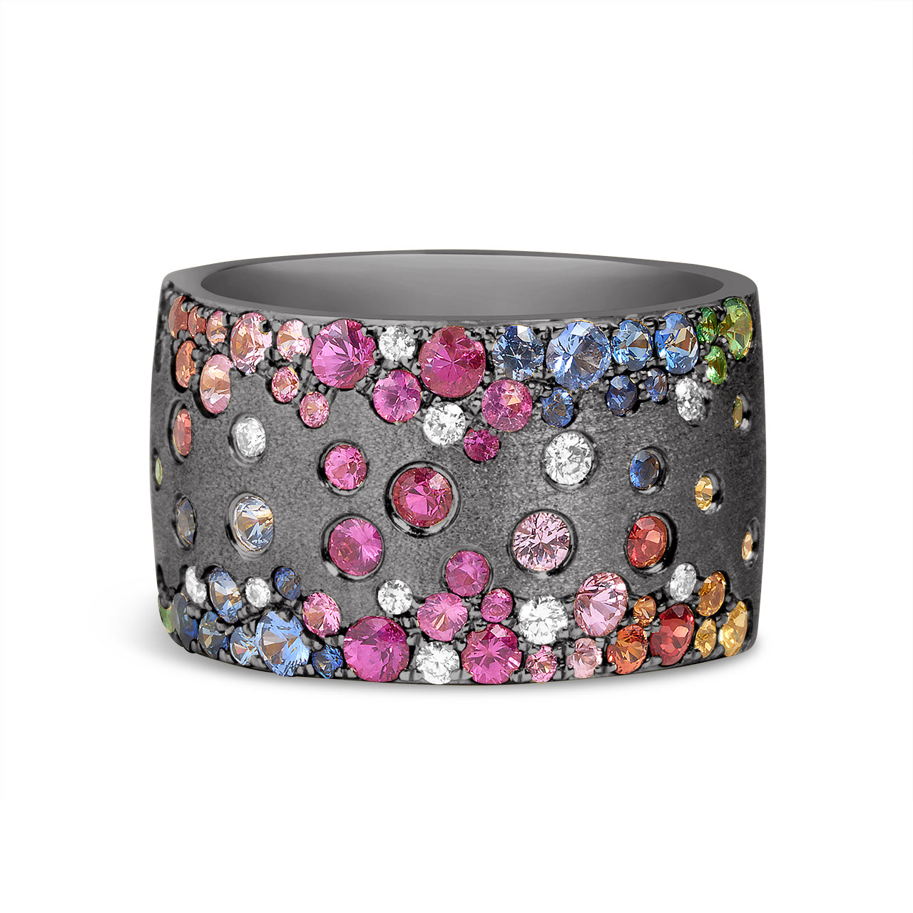 Rainbow Sapphire & Diamond Confetti Duet Cigar Band
