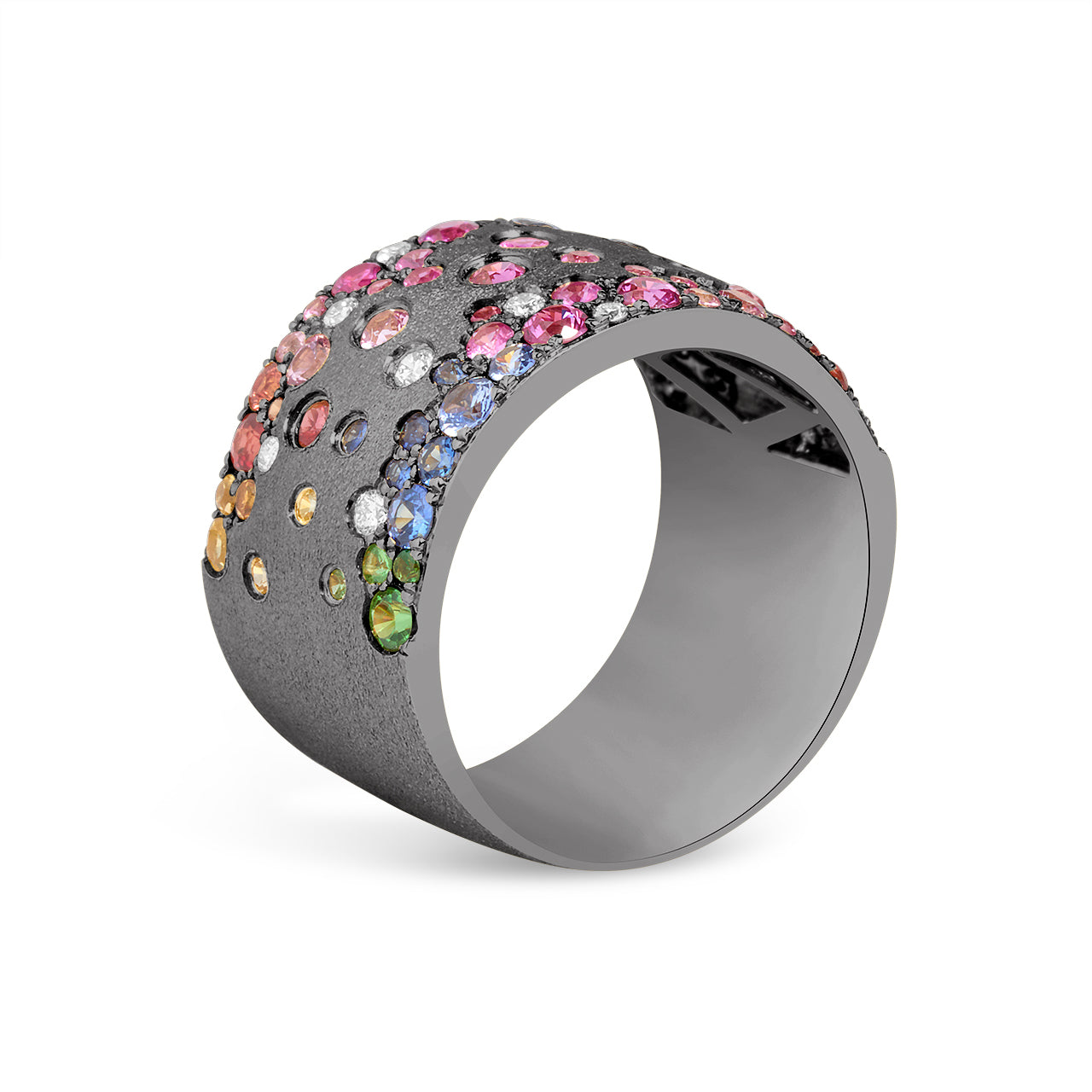 Rainbow Sapphire & Diamond Confetti Duet Cigar Band