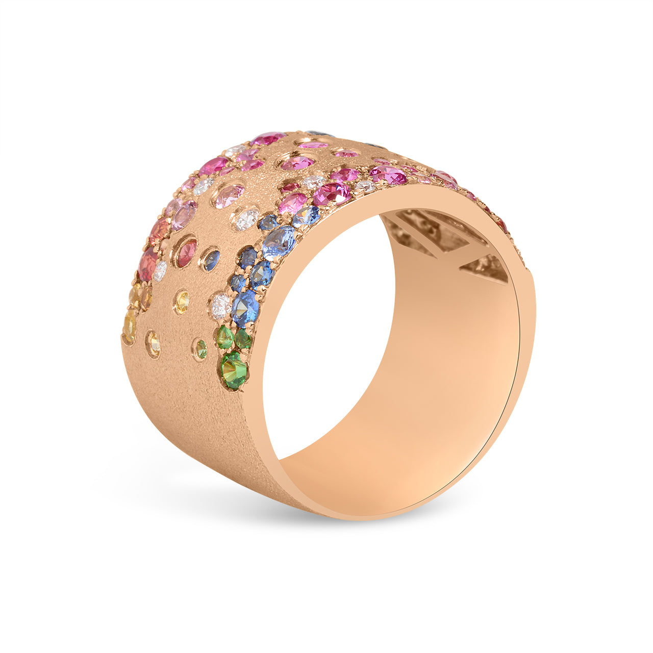Rainbow Sapphire & Diamond Confetti Duet Cigar Band