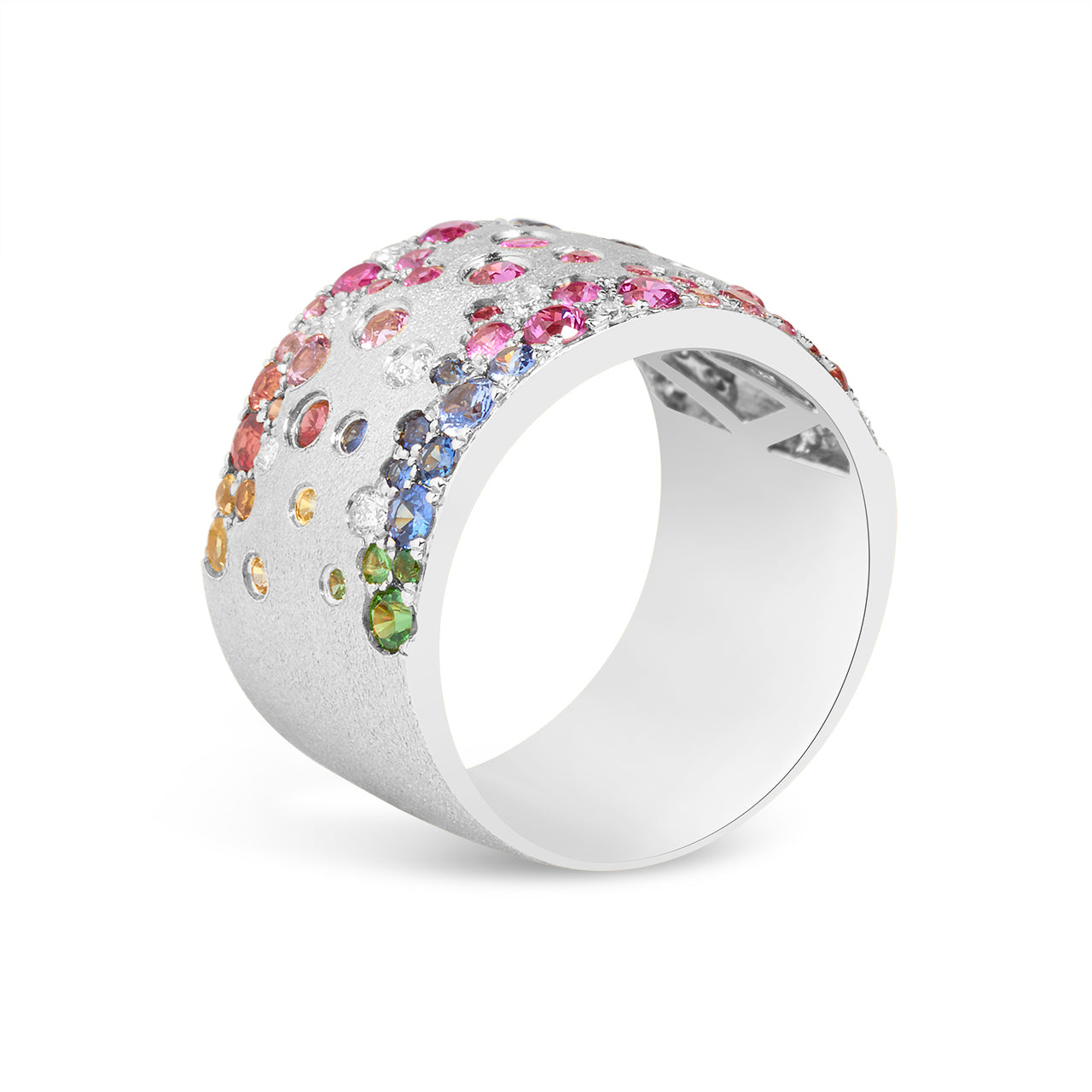 Rainbow Sapphire & Diamond Confetti Duet Cigar Band