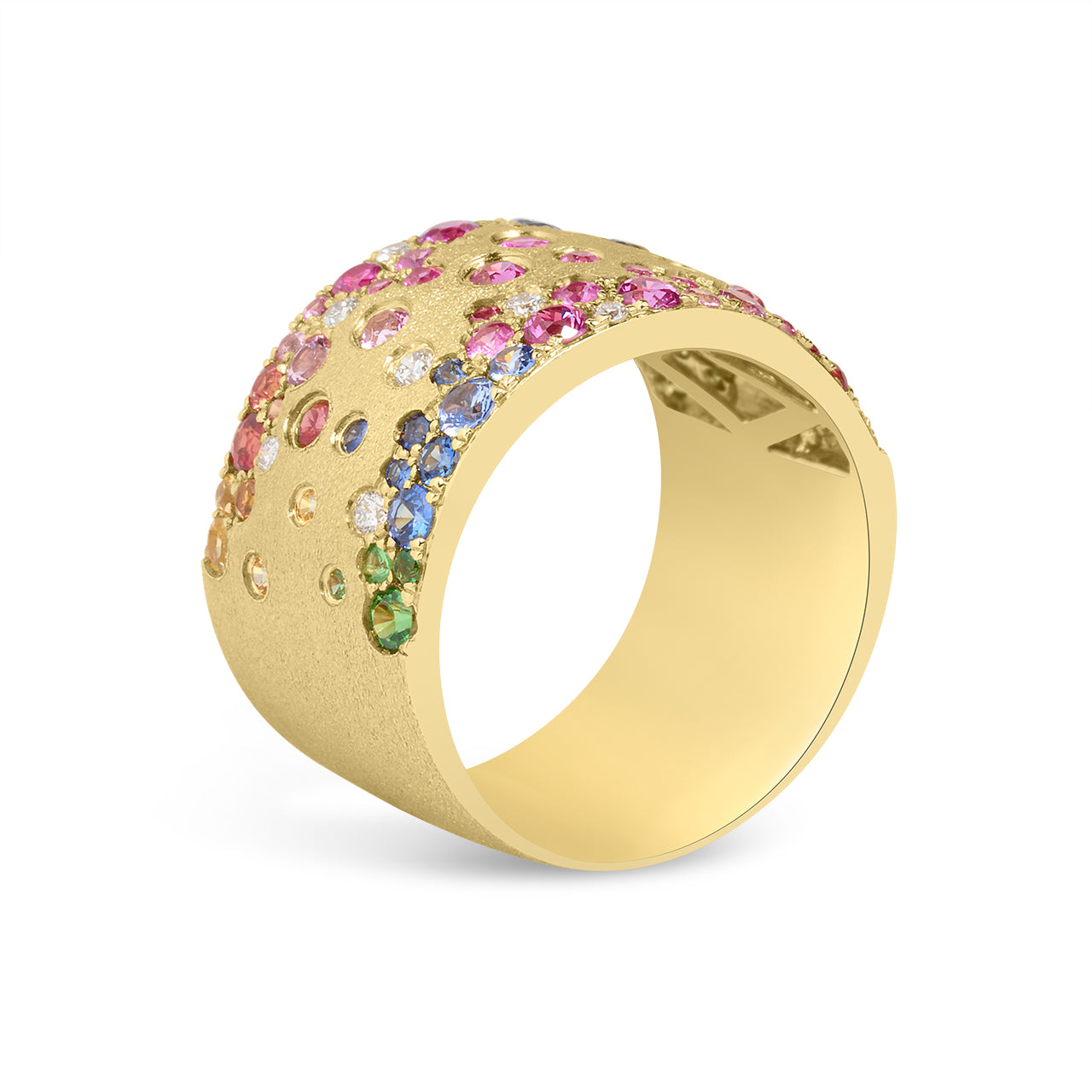 Rainbow Sapphire & Diamond Confetti Duet Cigar Band