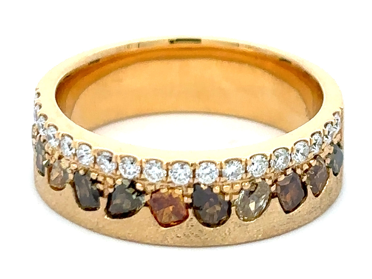 NATURAL FANCY COLOR & WHITE DIAMOND RING, 6MM, SATIN FINISH