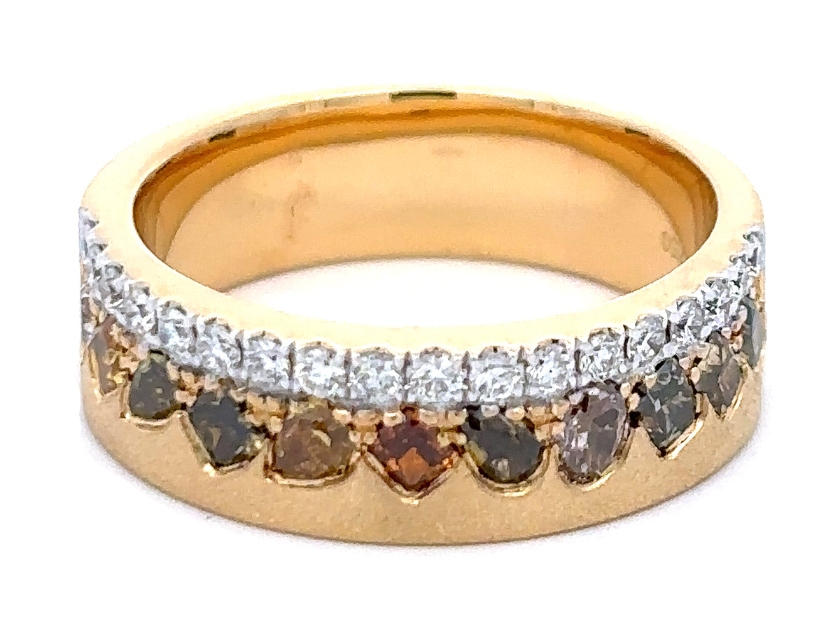 NATURAL FANCY COLOR & WHITE DIAMOND RING, 6MM, SATIN FINISH