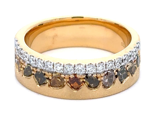 NATURAL FANCY COLOR & WHITE DIAMOND RING, 6MM, SATIN FINISH