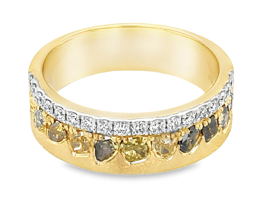 NATURAL FANCY COLOR & WHITE DIAMOND RING, 6MM, SATIN FINISH