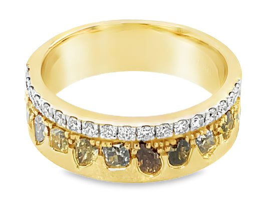 NATURAL FANCY COLOR & WHITE DIAMOND RING, 6MM, SATIN FINISH
