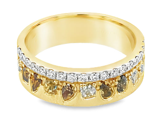 NATURAL FANCY COLOR & WHITE DIAMOND RING, 6MM, SATIN FINISH