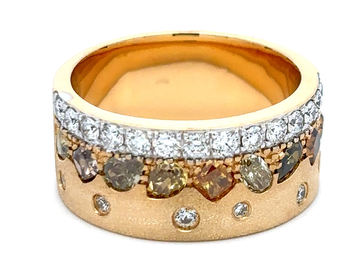 NATURAL FANCY COLOR & WHITE DIAMOND RING, 9MM, SATIN FINISH