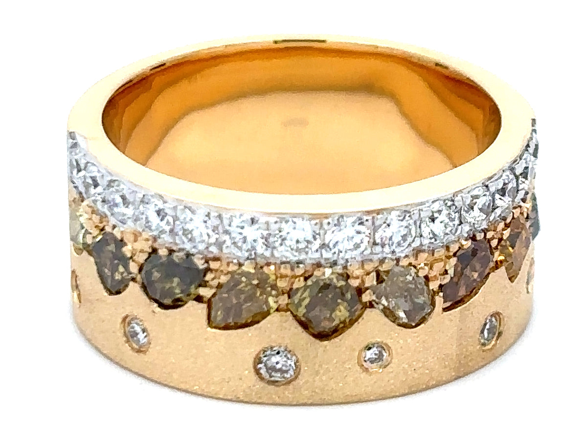 NATURAL FANCY COLOR & WHITE DIAMOND RING, 9MM, SATIN FINISH
