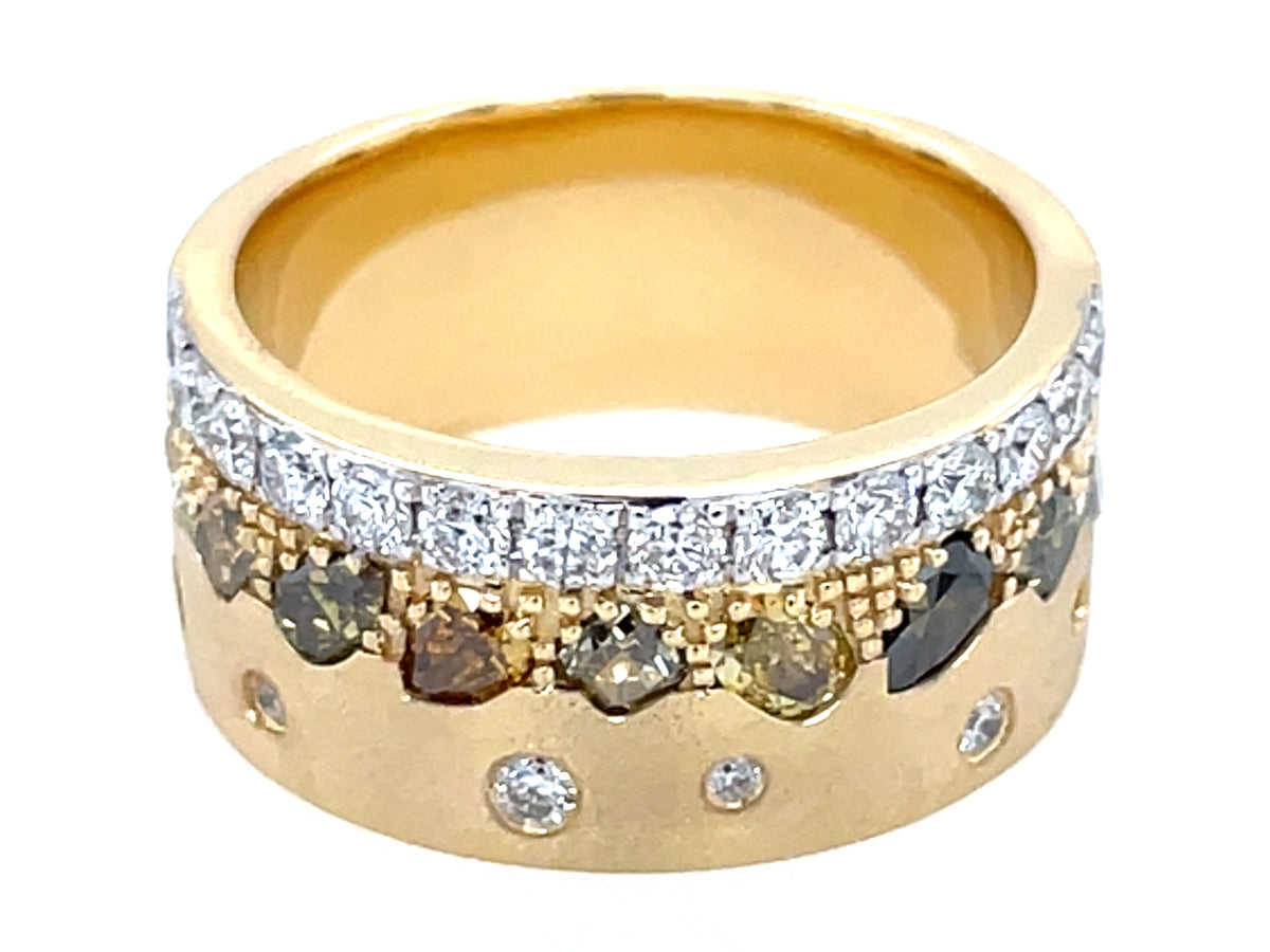 Natural Fancy Color White Diamond Ring, 9.5 Mm, Satin Finish