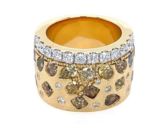 Natural Fancy Color White Diamond Ring, 15mm, Satin Finish, Size 7