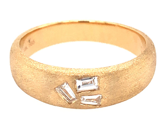 DIAMOND 3 BAGUETTE CLUSTER FLUSH SET RING, SATIN FINISH